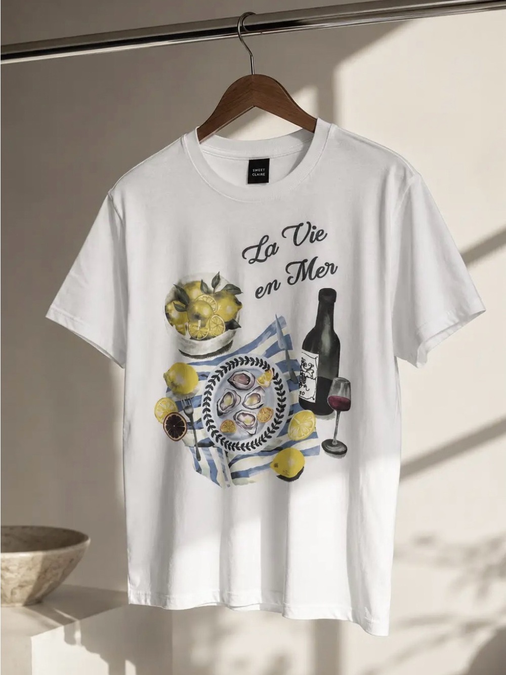 Sweet Claire White 'La Vie en Mer' Graphic Tee SHIPS AUGUST 1st NWT